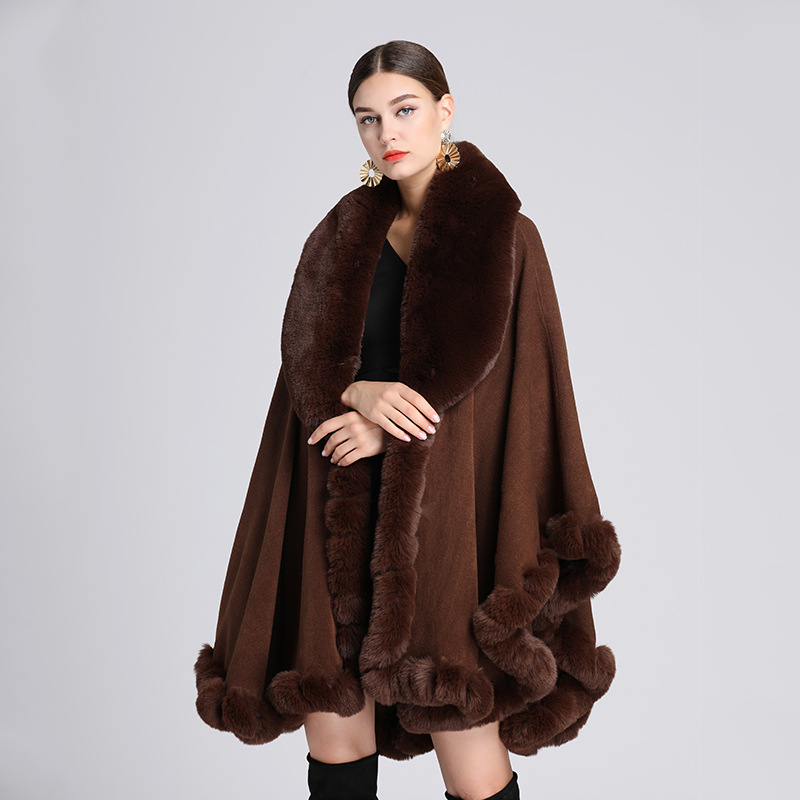 Cloak Cape Faux Fur Bride Wraps Poncho Coat