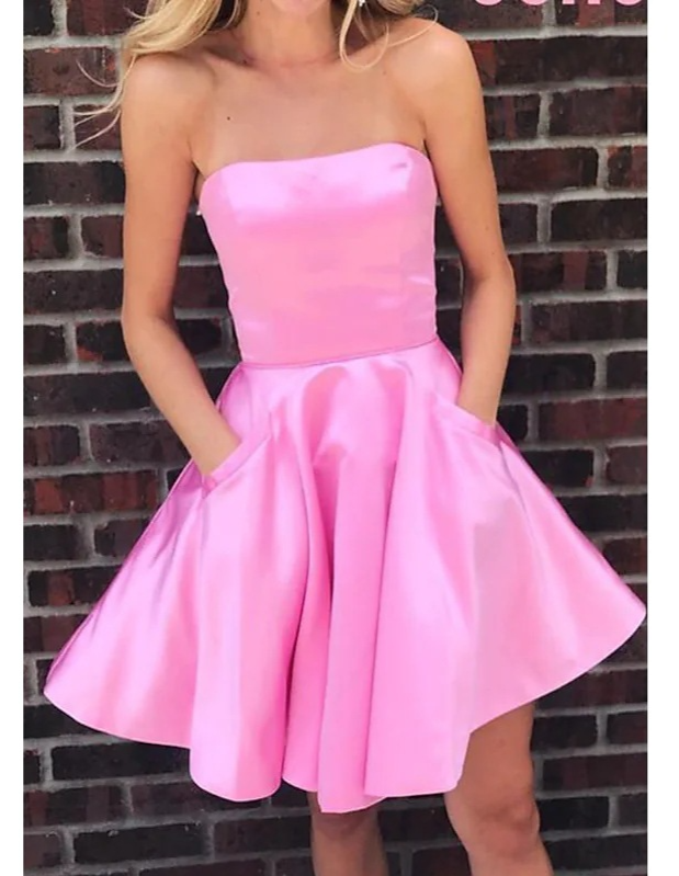 Satin Strapless Sleeveless Mini Dress