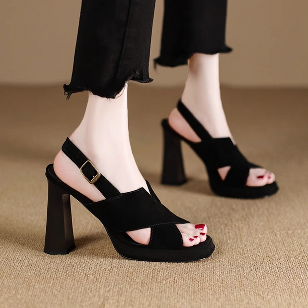 Peep Toe Buckle Strap High Heel Sandals