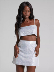 Side Split Sequin Skirt