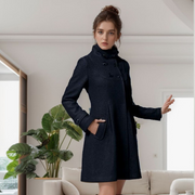 High Collar Long Sleeves Hooded Coat