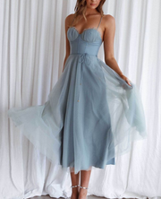 Sweetheart Neckline Sleeveless Chiffon Midi Dress