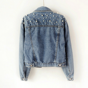 Long Sleeves Beaded Denim Jackets