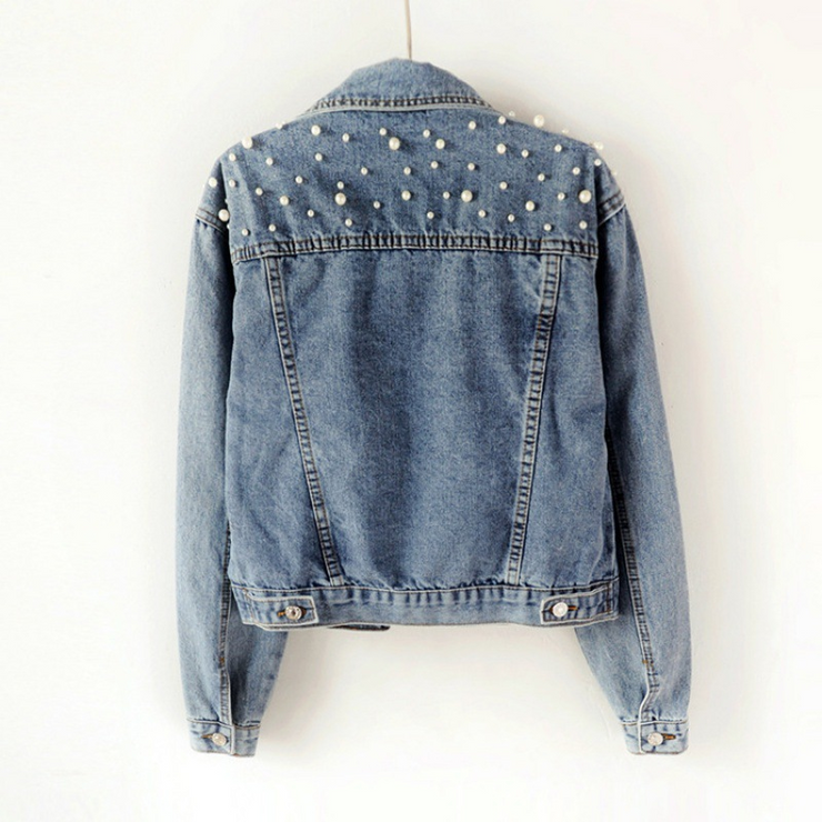 Long Sleeves Beaded Denim Jackets