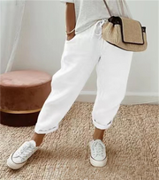 Casual Baggy Cotton Linen Cropped Plain Pant