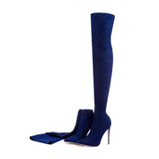 Pointed Toe Stiletto Heel Thigh-High Boots