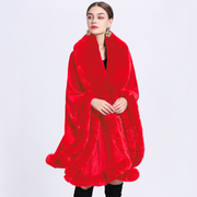 Cloak Cape Faux Fur Bride Wraps Poncho Coat