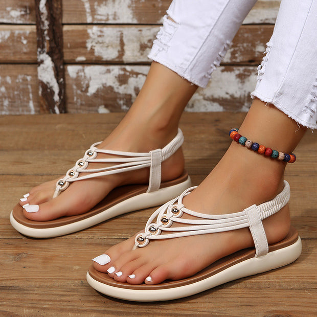 Beaded Thin Strap Bohemian Thong Sandals