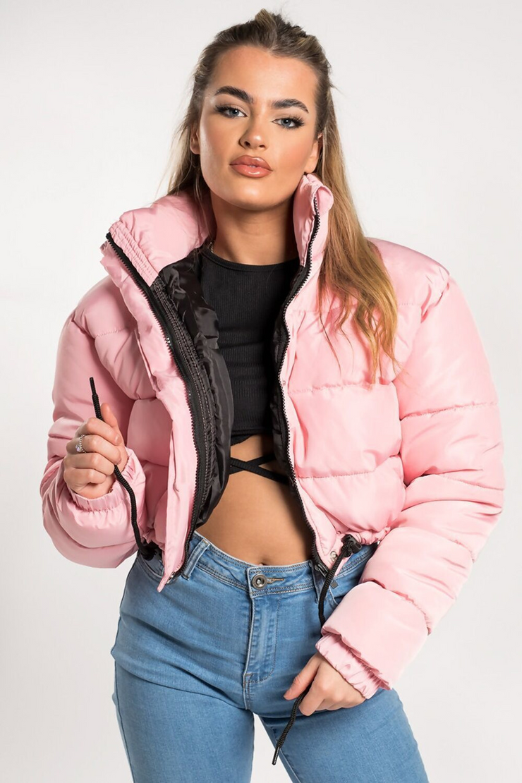 Front Zipped Cropped Puffer Jacket