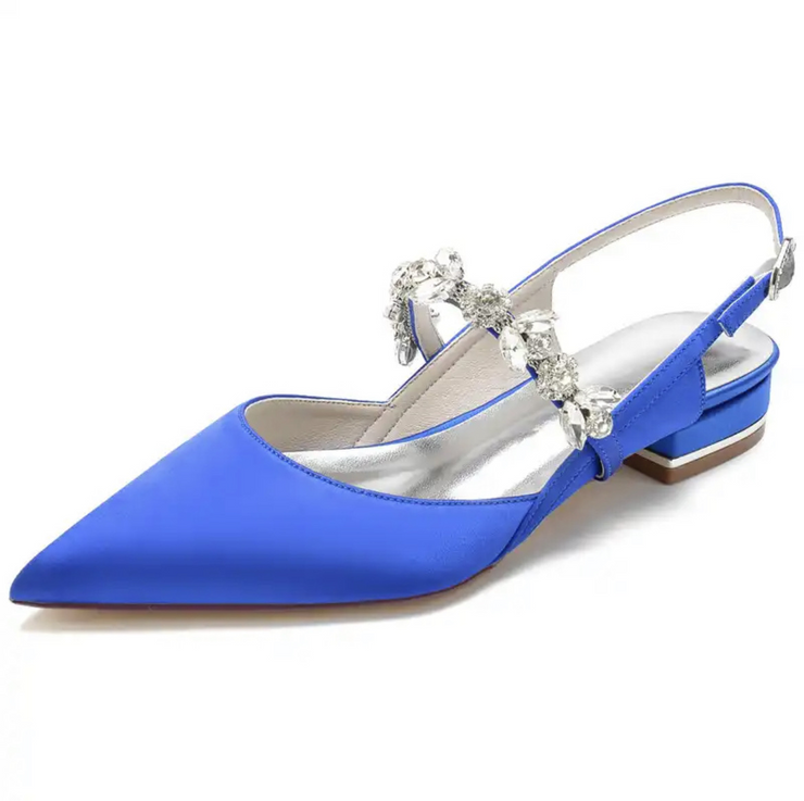 Pointed Toe Crystal Detail Ankle Strap Shoes