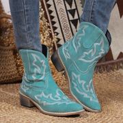 Snip Toe Embroidered Short Cowboy Boots