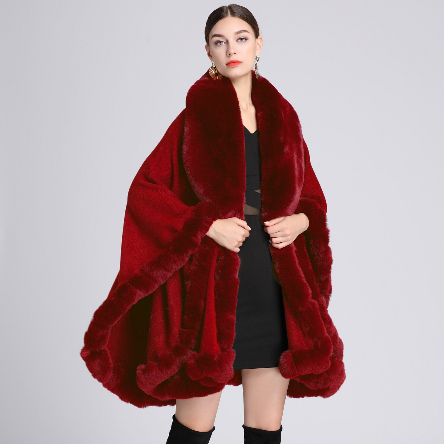 Cloak Cape Faux Fur Bride Wraps Poncho Coat