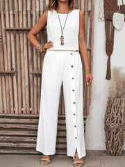 Plain White Asymmetric Two Piece Set