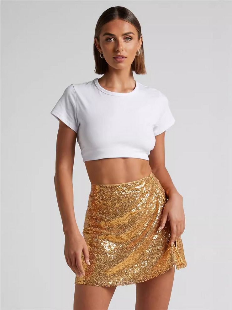 Side Split Sequin Skirt