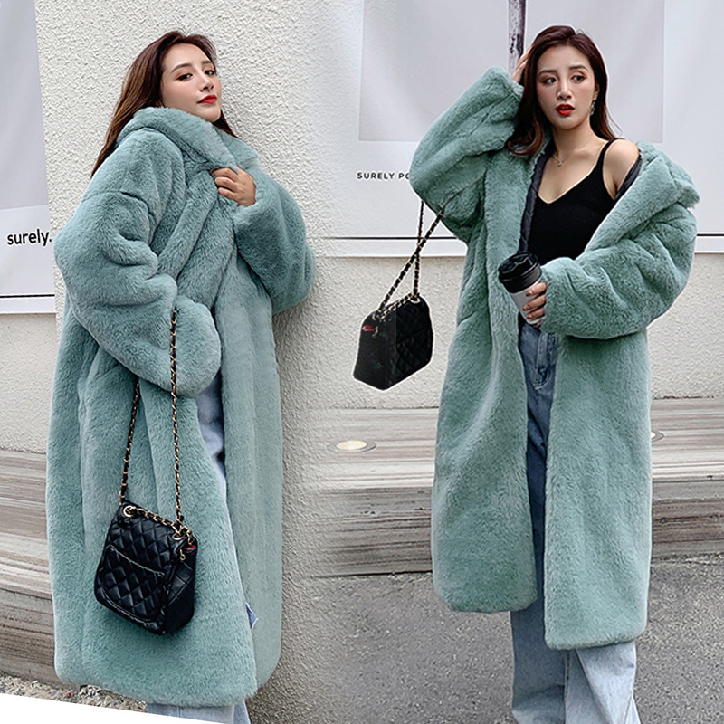 Faux Fur Hooded Long Coat