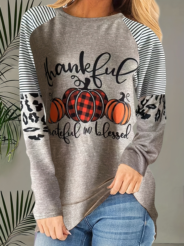 Patchwork Halloween Print Long Sleeve Sweatshirt