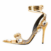 Open Toe Rhinestones High Heel Prom Sandals