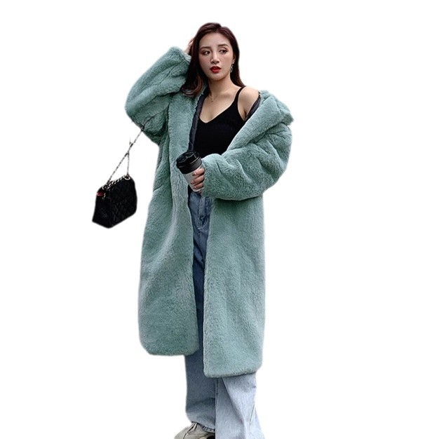 Faux Fur Hooded Long Coat