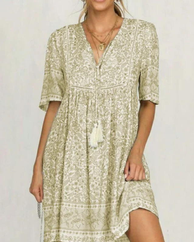 Floral Printed Half Sleeves Casual Dress