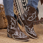 Snip Toe Embroidered Short Cowboy Boots