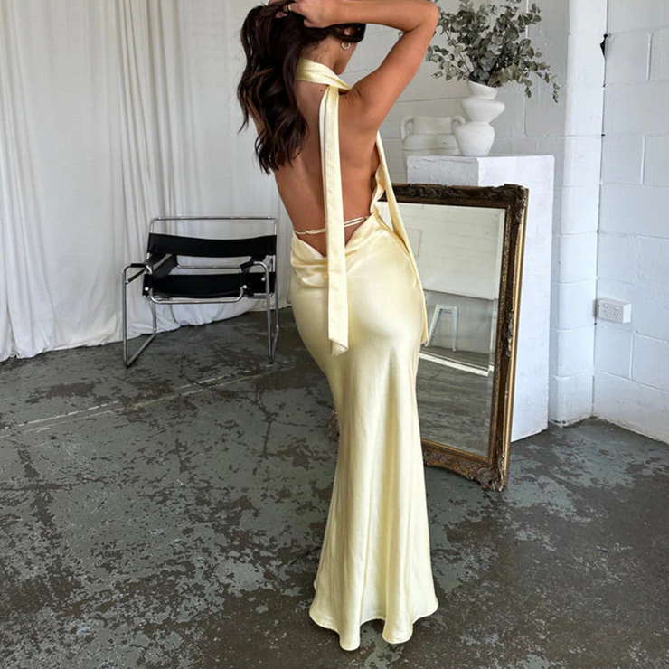 Halterneck Backless Maxi Dress