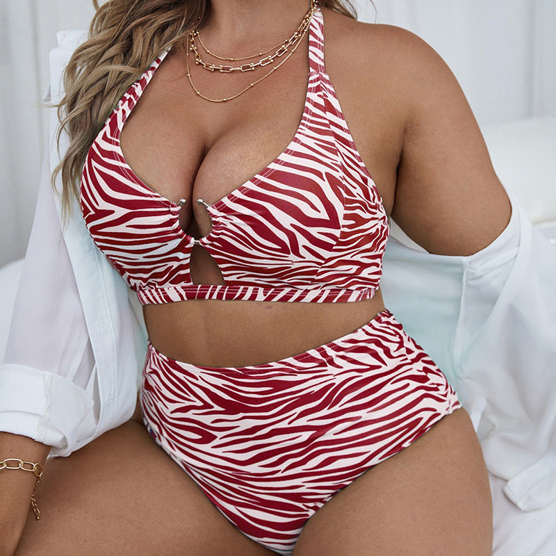 Zebra Striped Print O-Ring Bikini