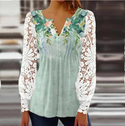 Plain Casual Lace Sleeves Top