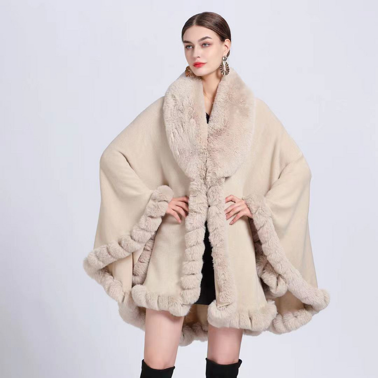 Cloak Cape Faux Fur Bride Wraps Poncho Coat