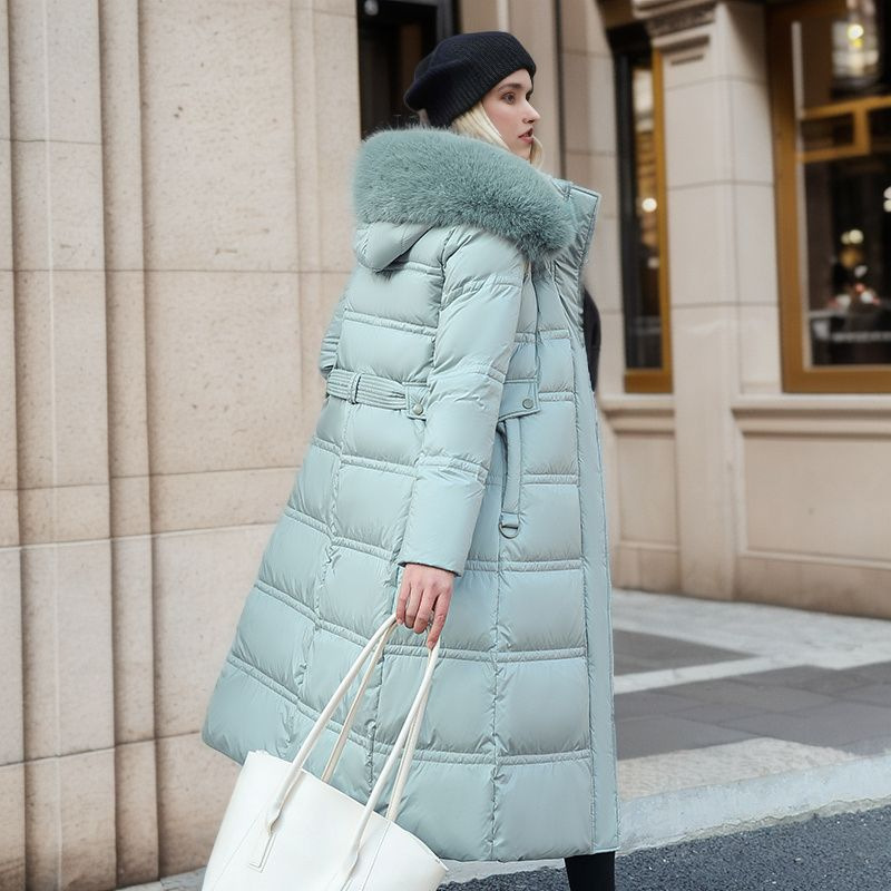 Stand Collar Faux Fur Long Puffer Coat