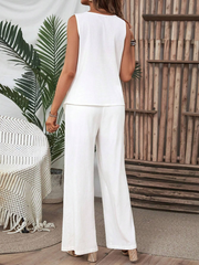 Plain White Asymmetric Two Piece Set