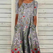 Light Gray Floral Printed Casual Dress