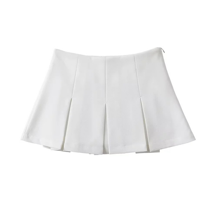 Solid Pleated Mini Skirt