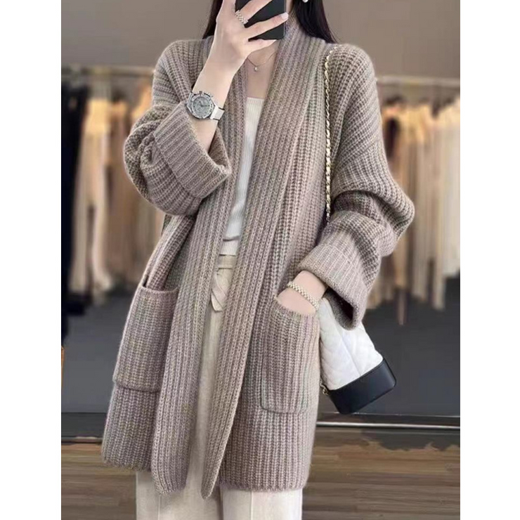 Long Knitted Full Sleeves Cardigan