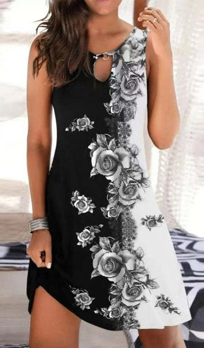 Printed Sleeveless Mini Dress