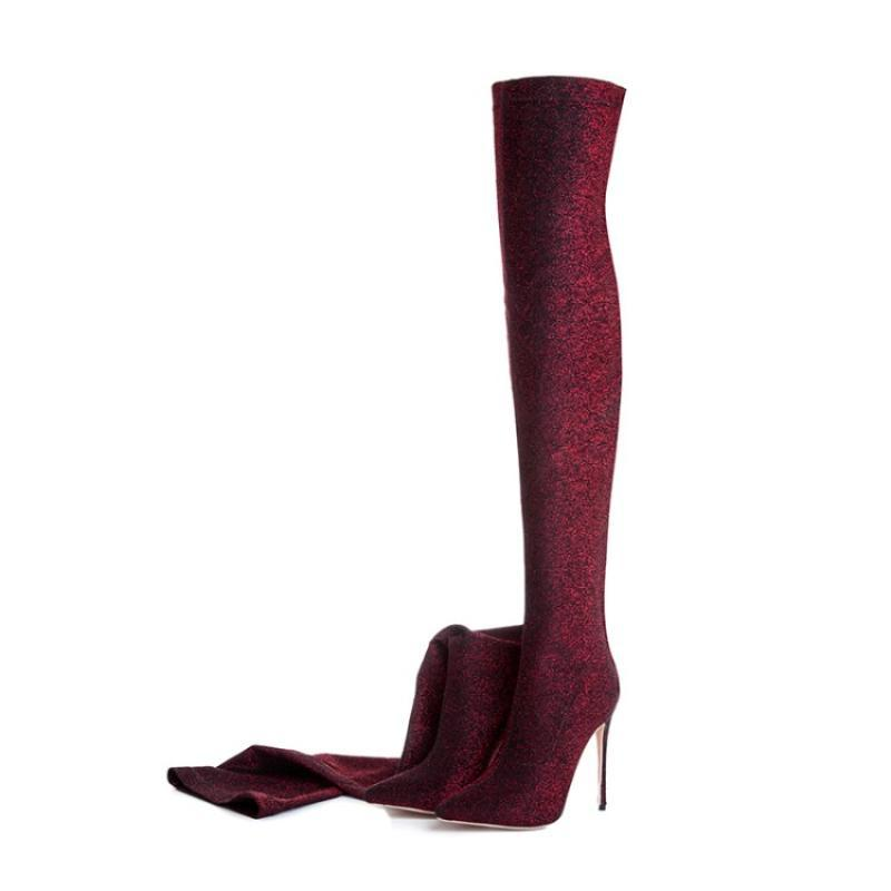 Pointed Toe Stiletto Heel Thigh-High Boots