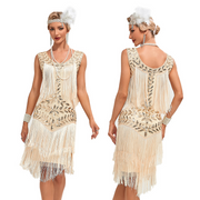 Sequin Round Neck Sleeveless Fringe Dress