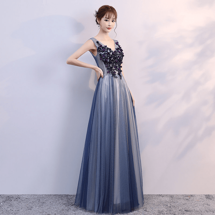 Prettyunik Stunning V-Neck Sleeveless Long Prom Dress