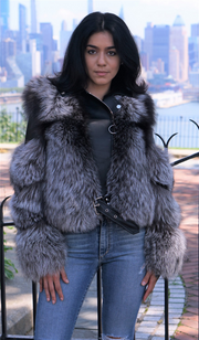 Long Sleeves Zipper Faux Fur Jacket