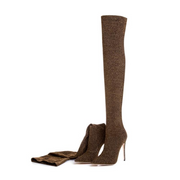 Pointed Toe Stiletto Heel Thigh-High Boots