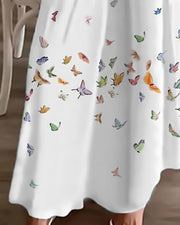 Casual Butterfly Sleeveless V Neck Printed Dress