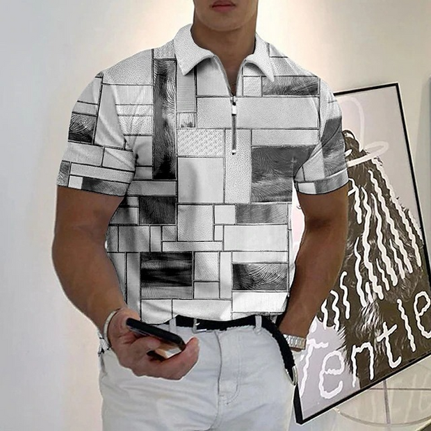 Color Block Graphic Print Short Sleeves Shirt