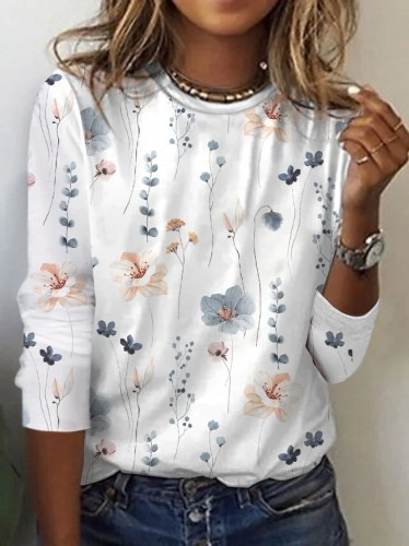 Floral Printed Long Sleeves T-Shirt