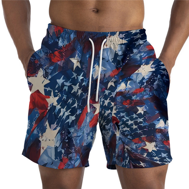 Casual Elastic Waist Printed Shorts