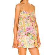 Floral Printed Spaghetti Strap Sleeveless Mini Dress