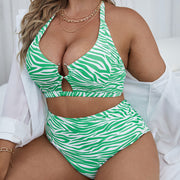 Zebra Striped Print O-Ring Bikini