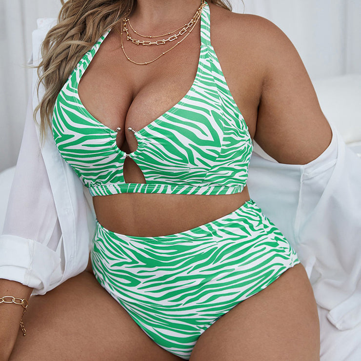 Zebra Striped Print O-Ring Bikini