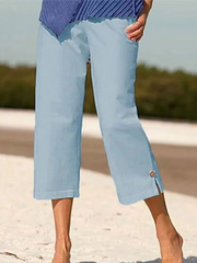 Casual Loose Solid Cotton Pants