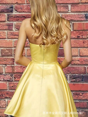 Satin Strapless Sleeveless Mini Dress