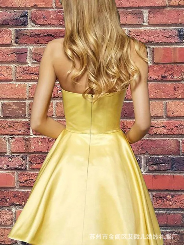 Satin Strapless Sleeveless Mini Dress