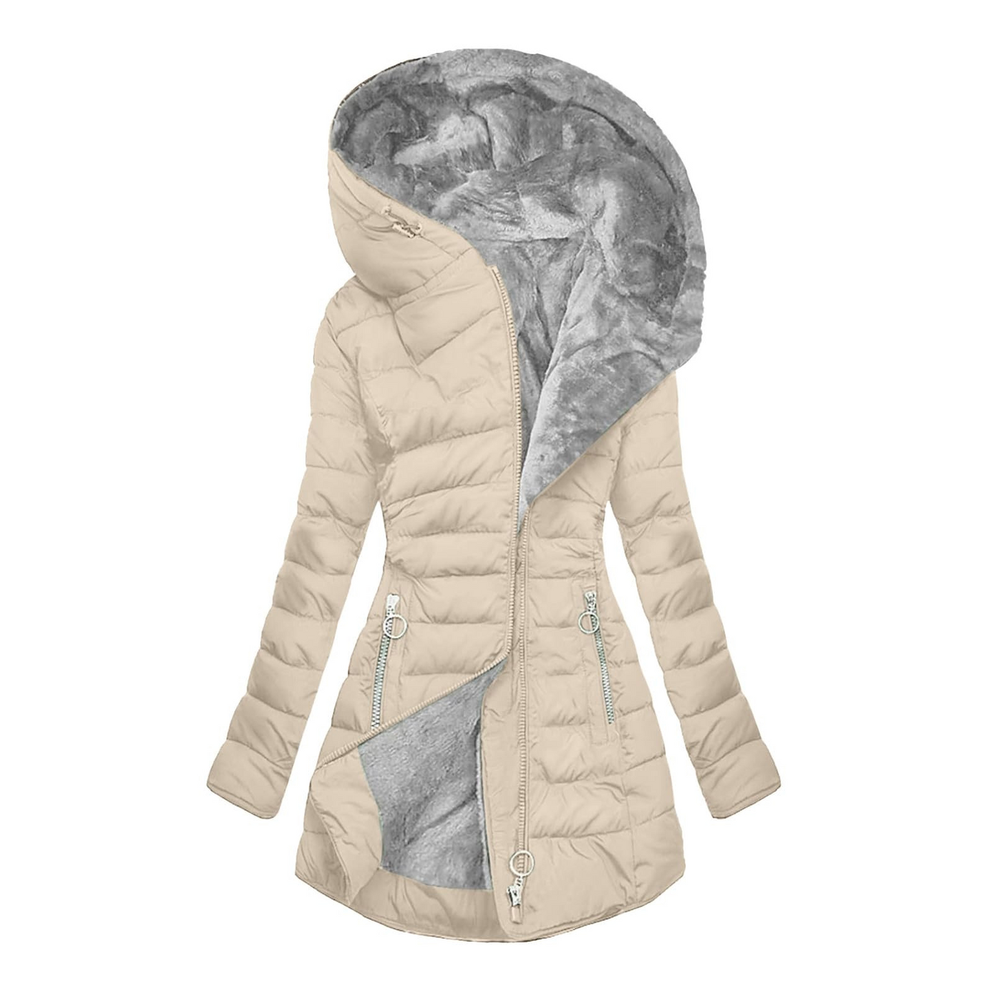 Elegant Hooded Plush Coat